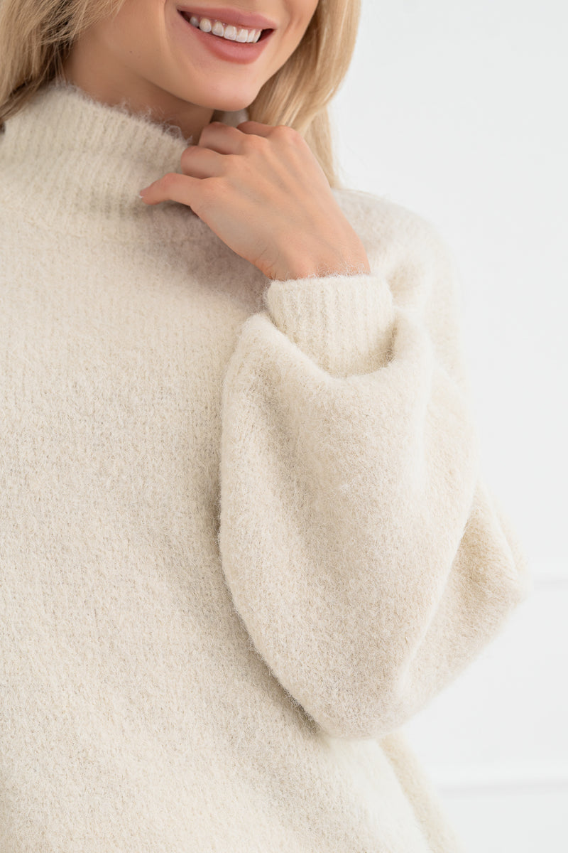 Moteriškas megztinis su vilna MELANIA Balta