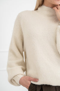 Moteriškas megztinis su vilna MELANIA Balta