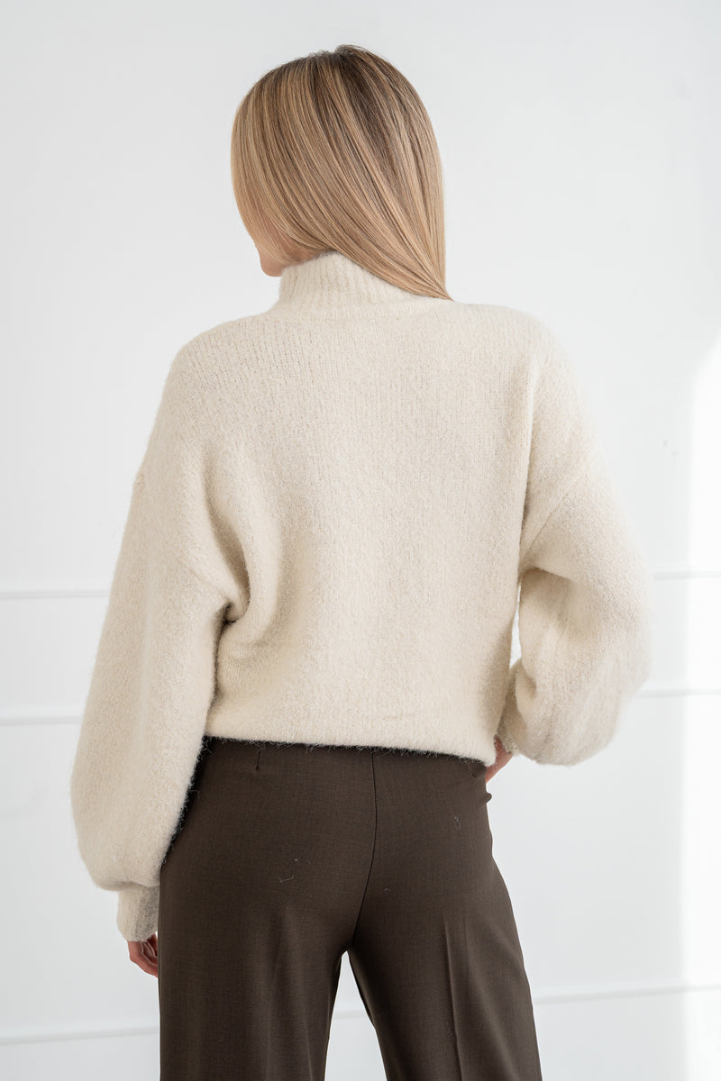 Moteriškas megztinis su vilna MELANIA Balta