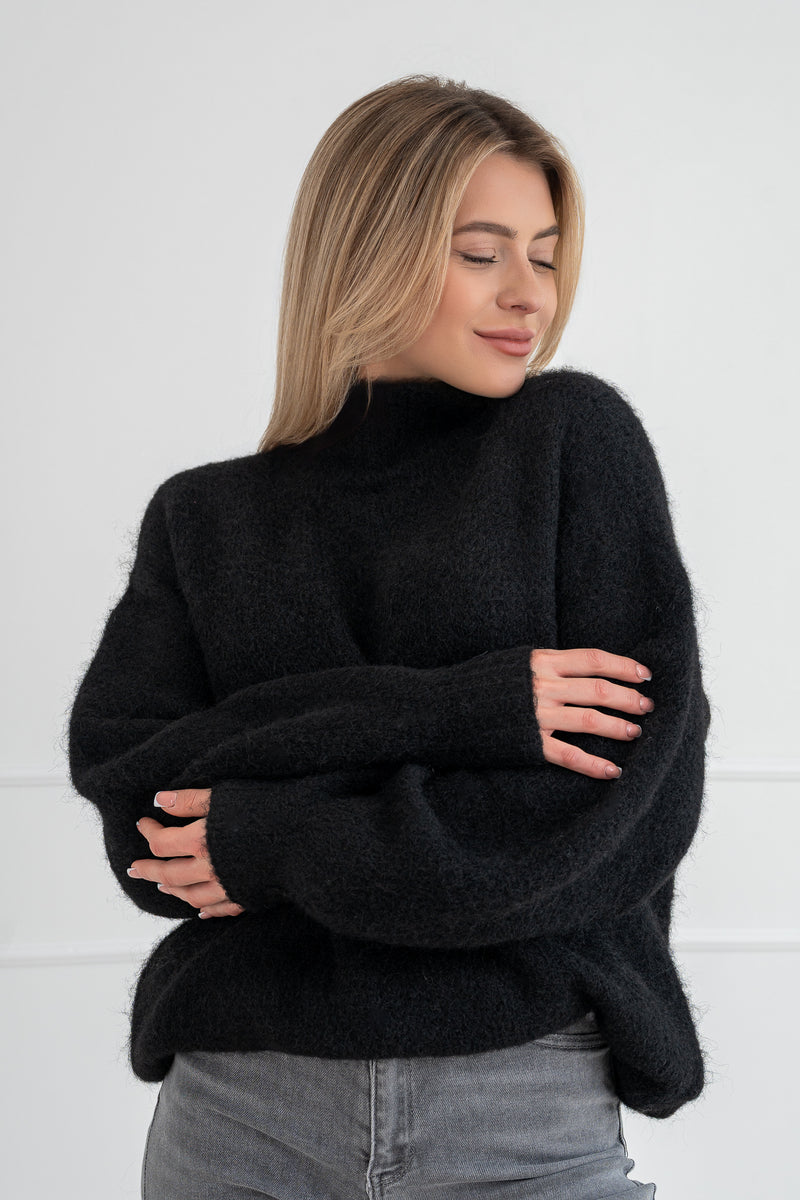 Moteriškas megztinis su vilna MELANIA Juoda