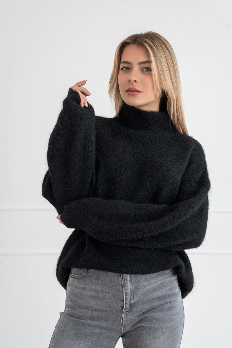 Moteriškas megztinis su vilna MELANIA Juoda
