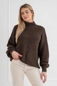 Moteriškas megztinis su vilna MELANIA Tamsiai ruda