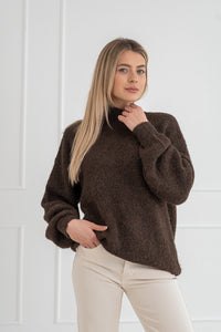 Moteriškas megztinis su vilna MELANIA Tamsiai ruda