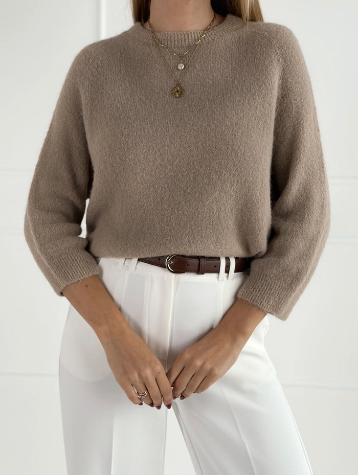 Moteriškas itališkas megztinis su baby alpakos vilna CARMINA Kapučino