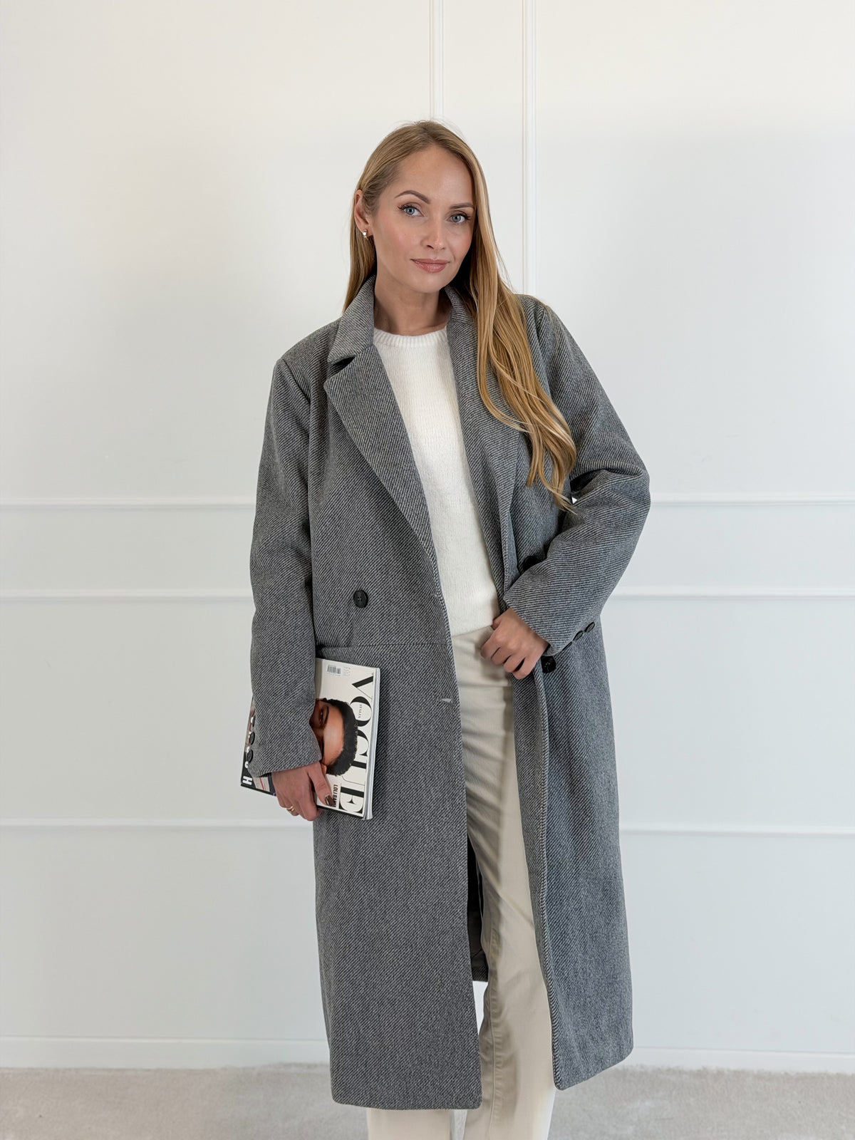 Moteriškas ilgas paltas MIGUEL Pilka