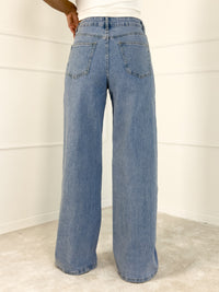 Moteriški platėjantys džinsai aukštu juosmeniu HARTLEY Mėlyna