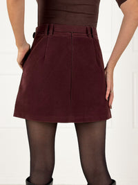 Moteriškas verstos eko odos sijonas su šortais PALMIRA Bordo