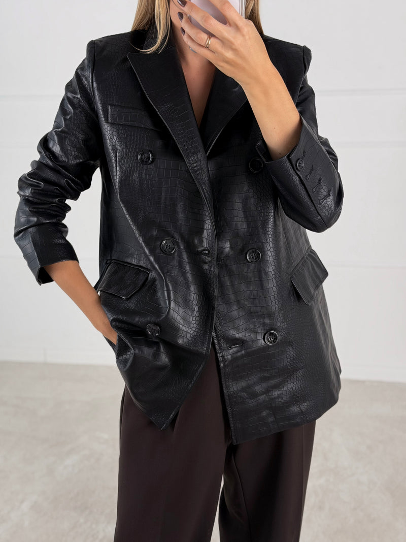 Moteriškas eko odos švarkas GOYO Juoda