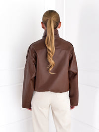 Moteriškas eko odos švarkas NICOLE Ruda