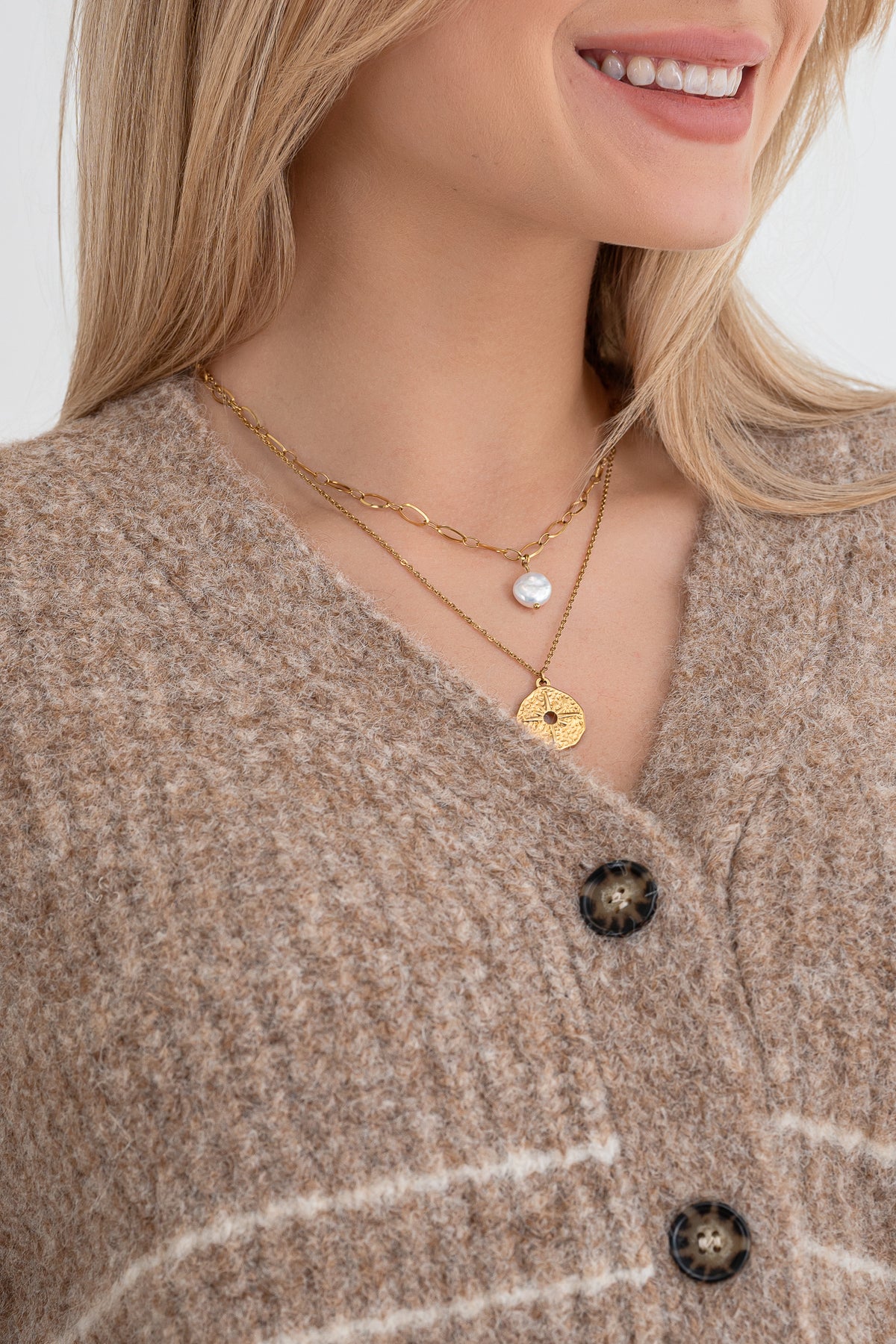 Moteriškas susagstomas megztinis su vilna BIJOU Ruda