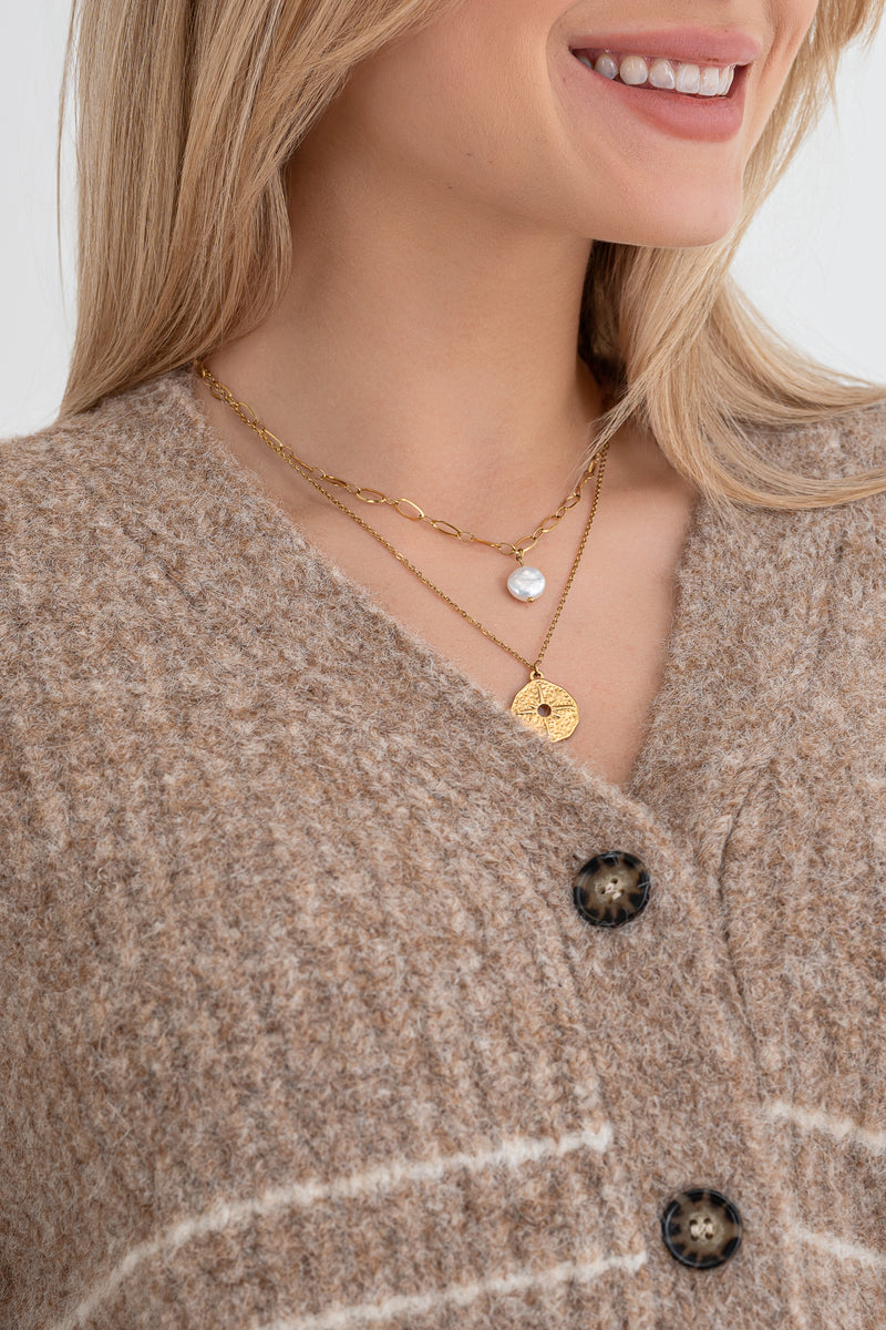 Moteriškas susagstomas megztinis su vilna BIJOU Ruda