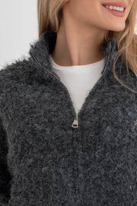 Moteriškas megztinis su vilna CLEO Tamsiai pilka