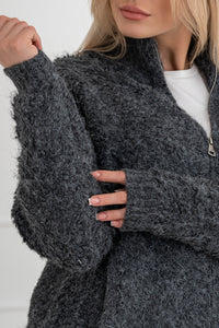 Moteriškas megztinis su vilna CLEO Tamsiai pilka