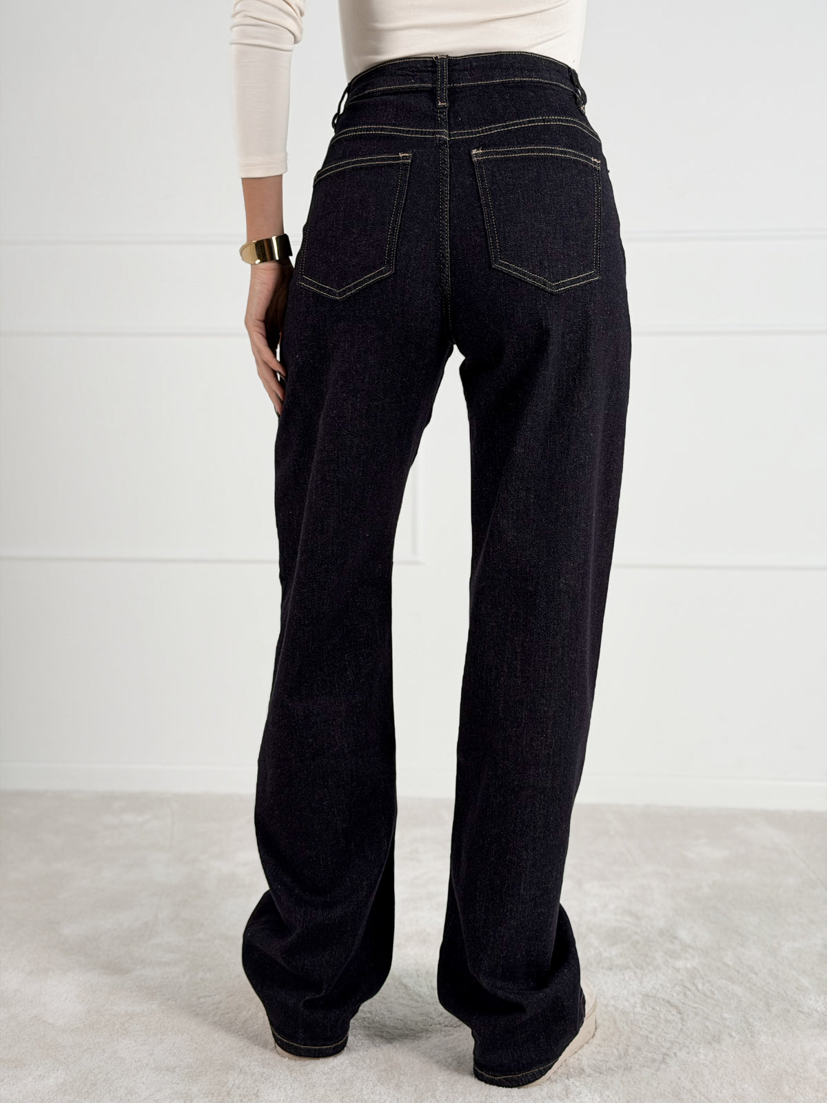 BARREL modelio moteriški džinsai AYLEN Tamsiai mėlyna