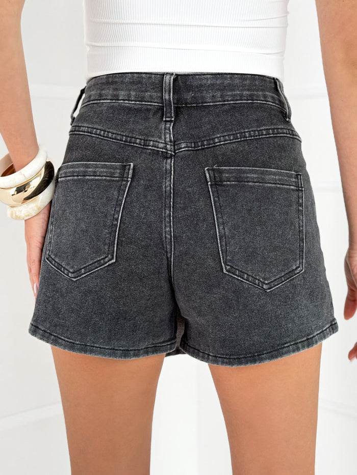 Moteriški džinsiniai sijonšorčiai ESSIA Juoda