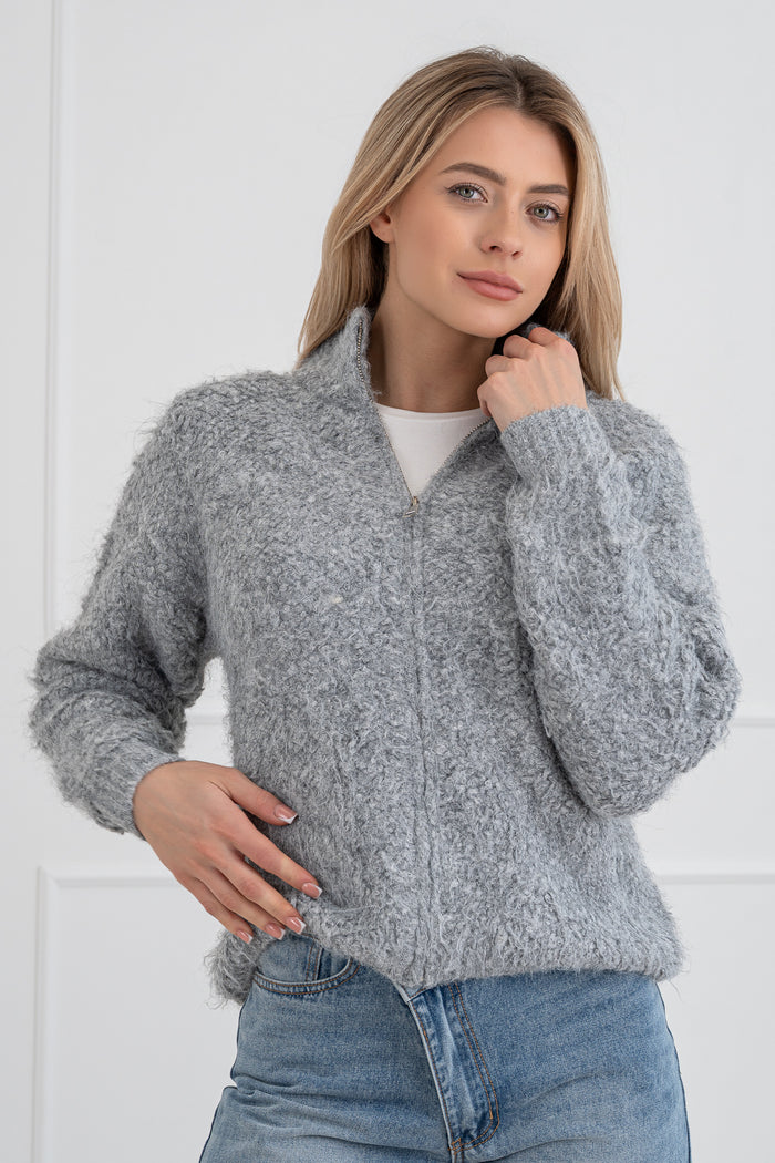 Moteriškas megztinis su vilna CLEO Pilka