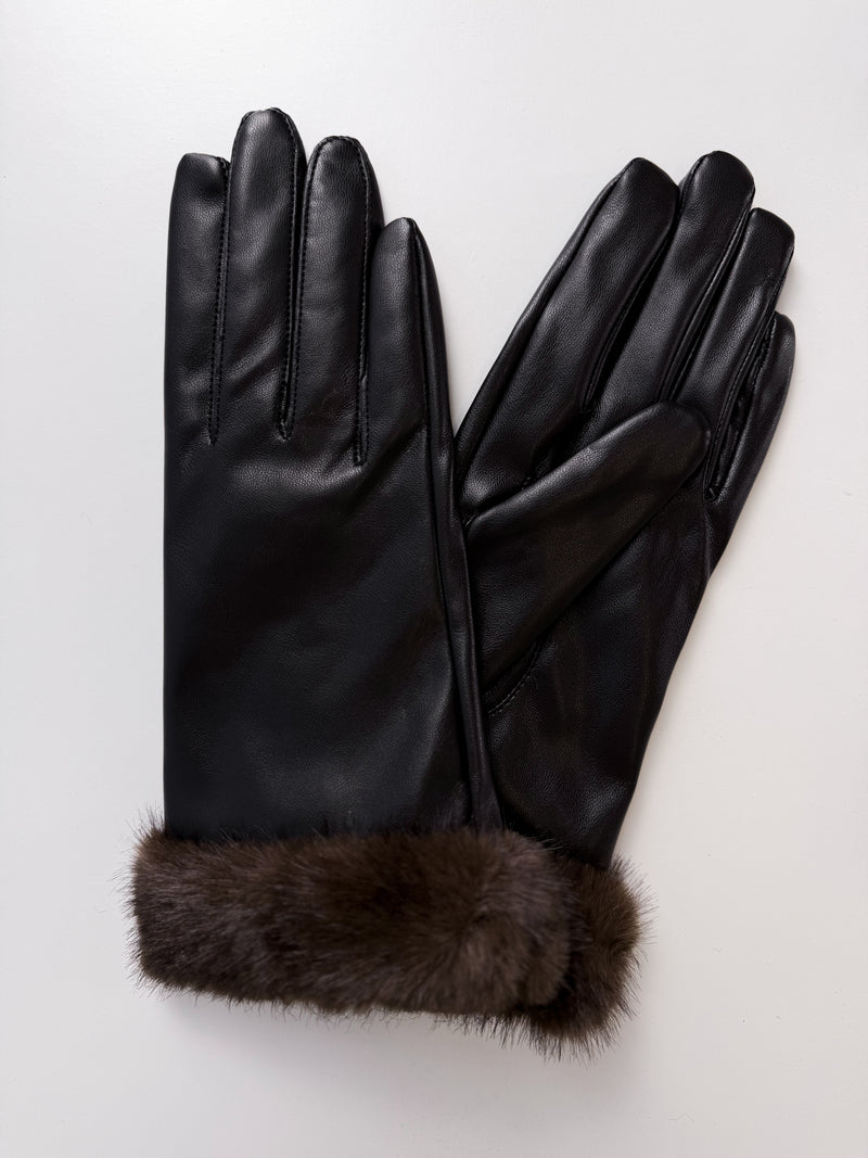 Moteriškos eko odos pirštinės BRAXTON Ruda