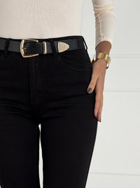 FLARE FIT FULL LENGTH modelio moteriški džinsai ASIYA Juoda