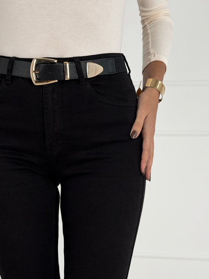 FLARE FIT FULL LENGTH modelio moteriški džinsai ASIYA Juoda