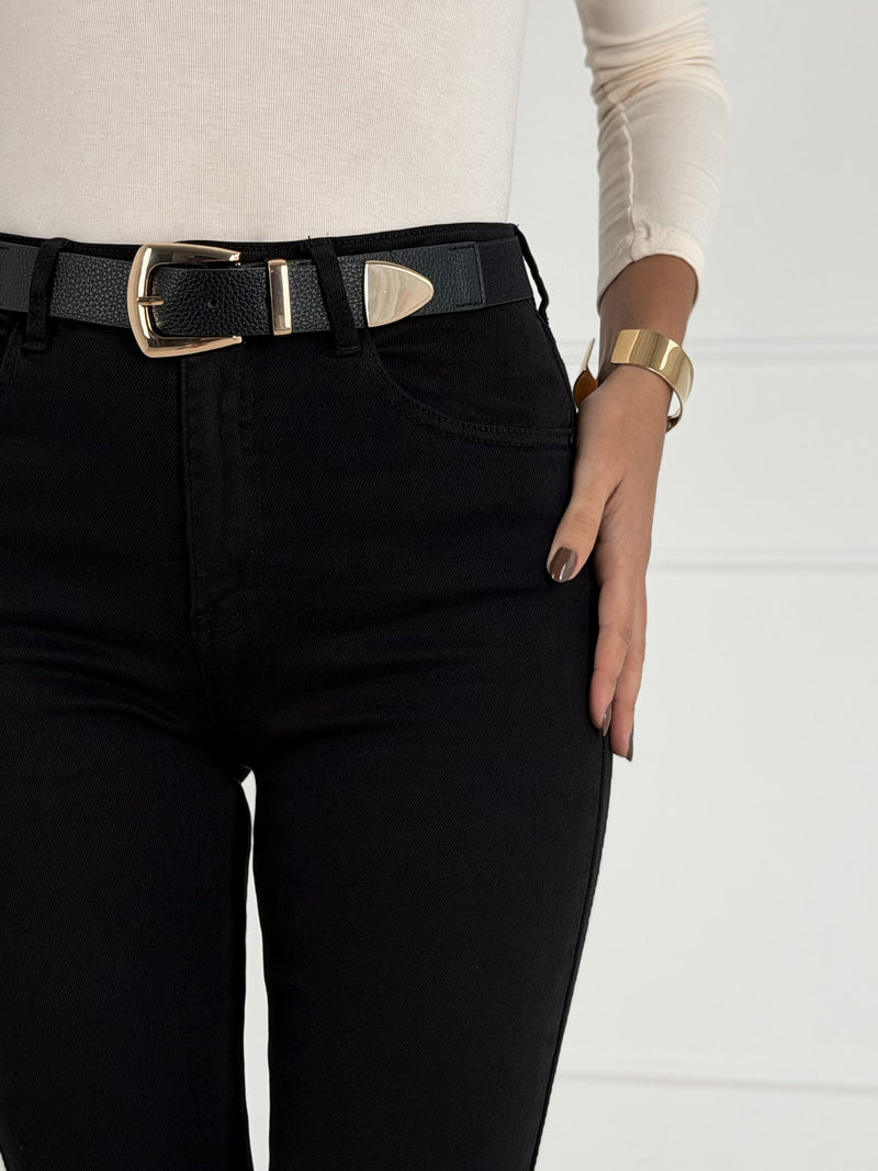 FLARE FIT FULL LENGTH modelio moteriški džinsai ASIYA Juoda