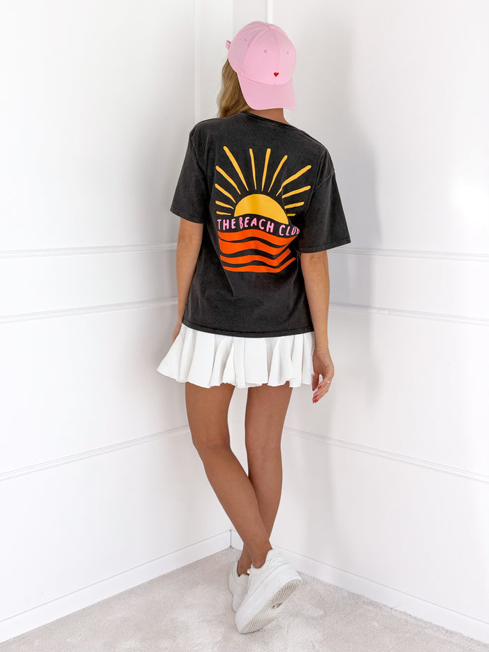 Moteriški medvilniniai marškinėliai THE BEACH CLUB Pilka