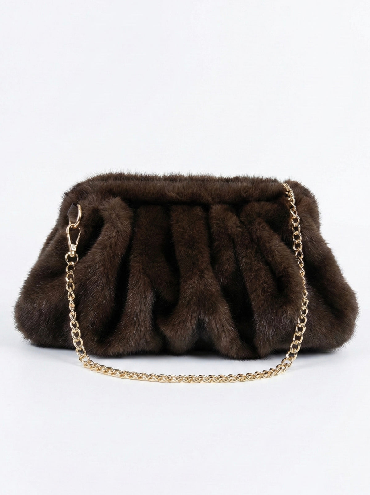 Moteriška dirbtinio kailio rankinė KASSIDY Tamsiai ruda