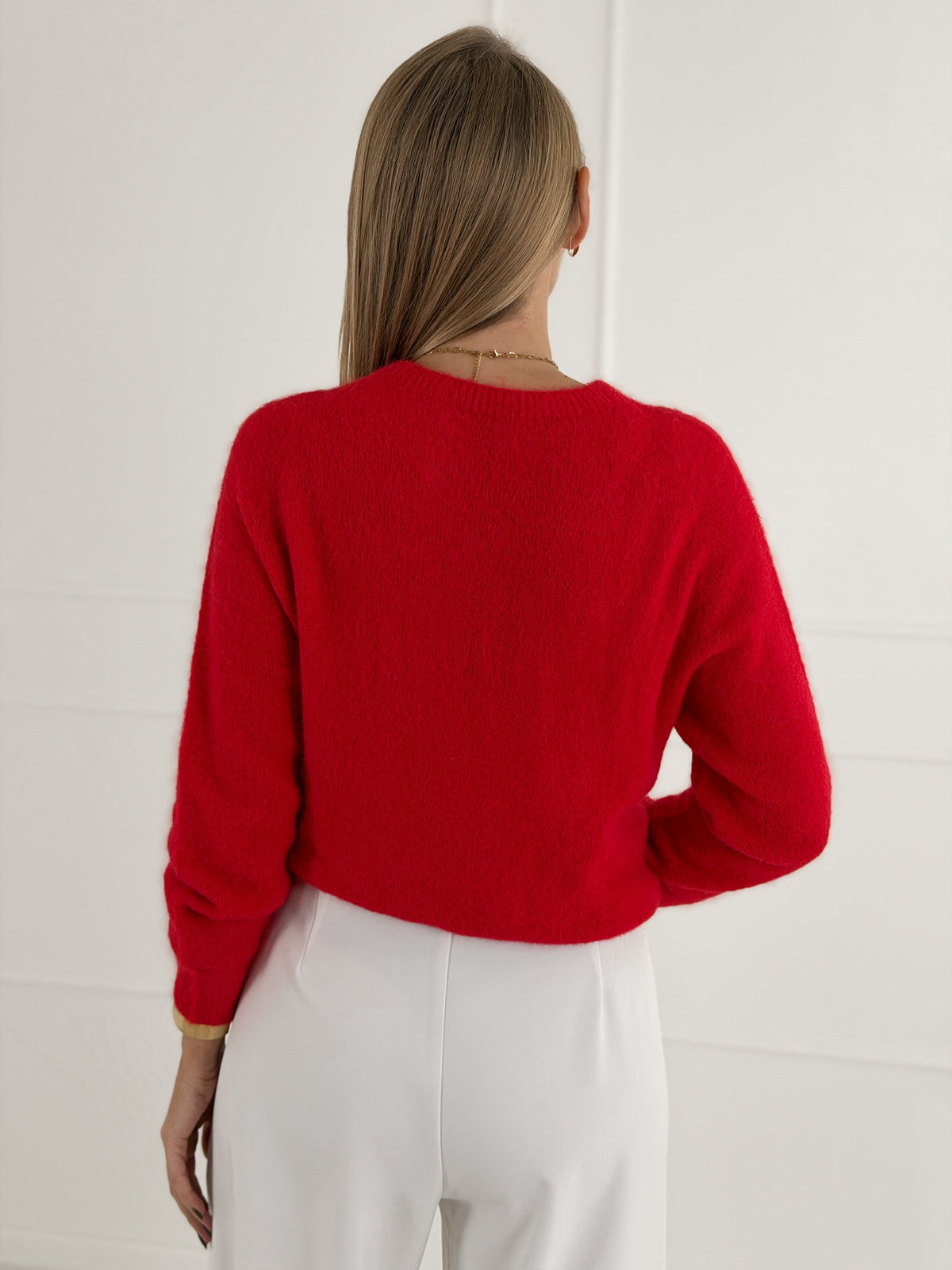 Moteriškas itališkas megztinis su baby alpakos vilna ADELINA Raudona