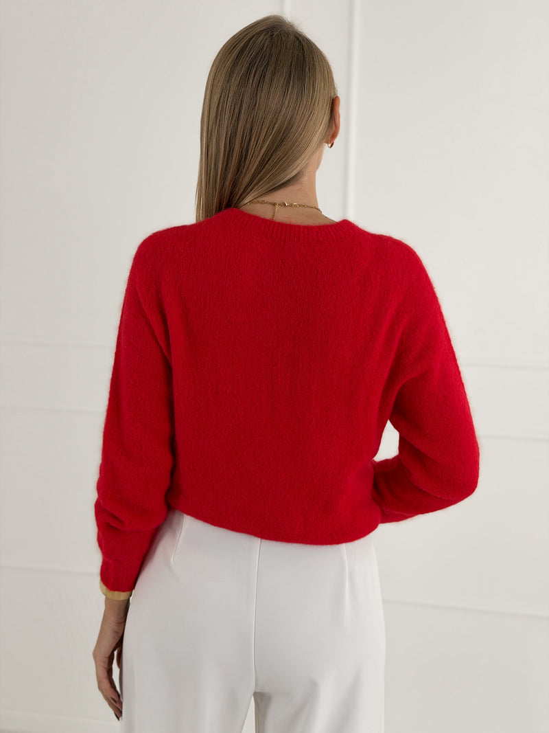 Moteriškas itališkas megztinis su baby alpakos vilna ADELINA Raudona
