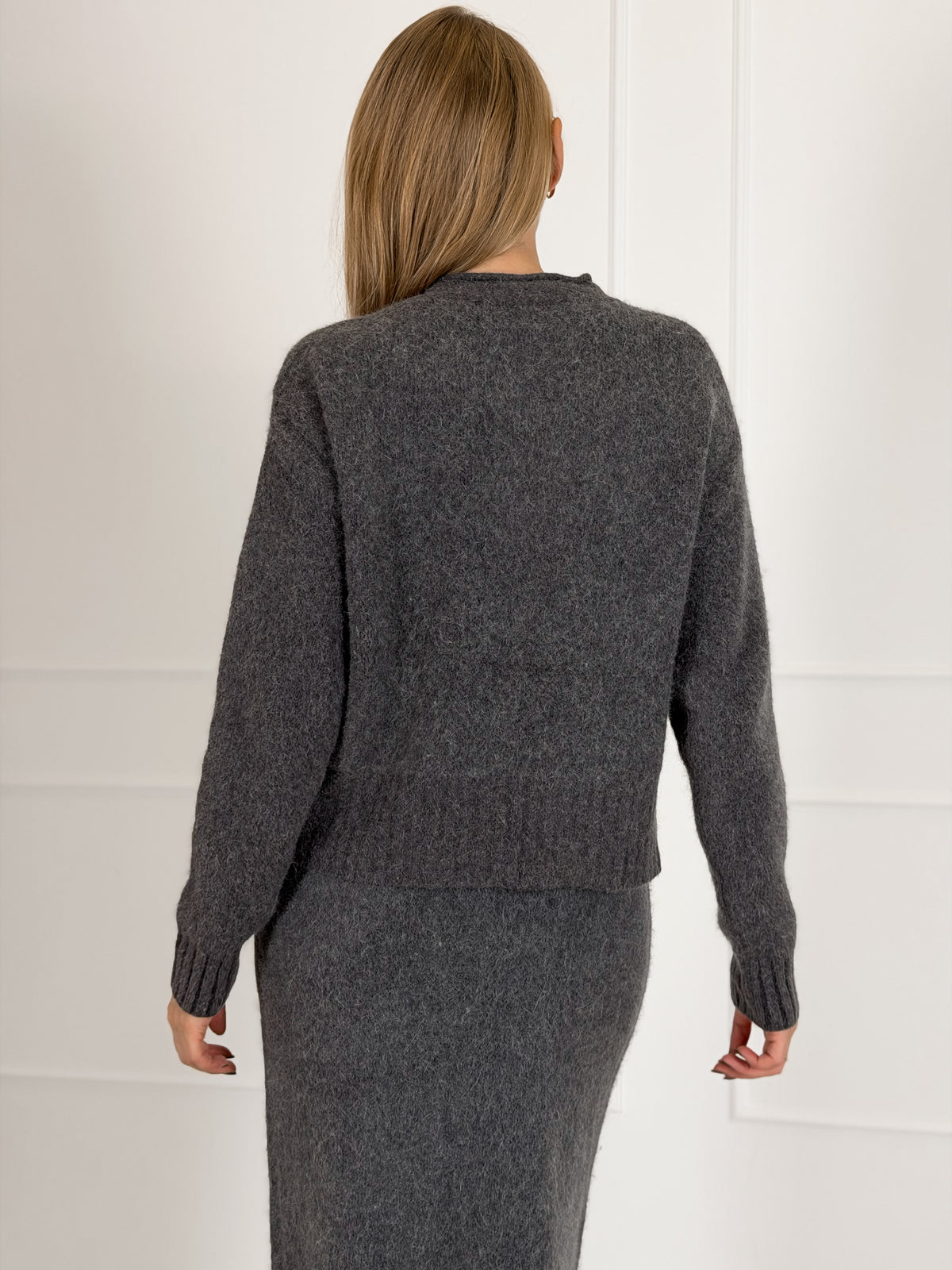 Moteriškas susagstomas megztinis su vilna LUCETTA Pilka