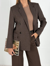 Moteriškas klasikinis dryžuotas švarkas REBECA Ruda