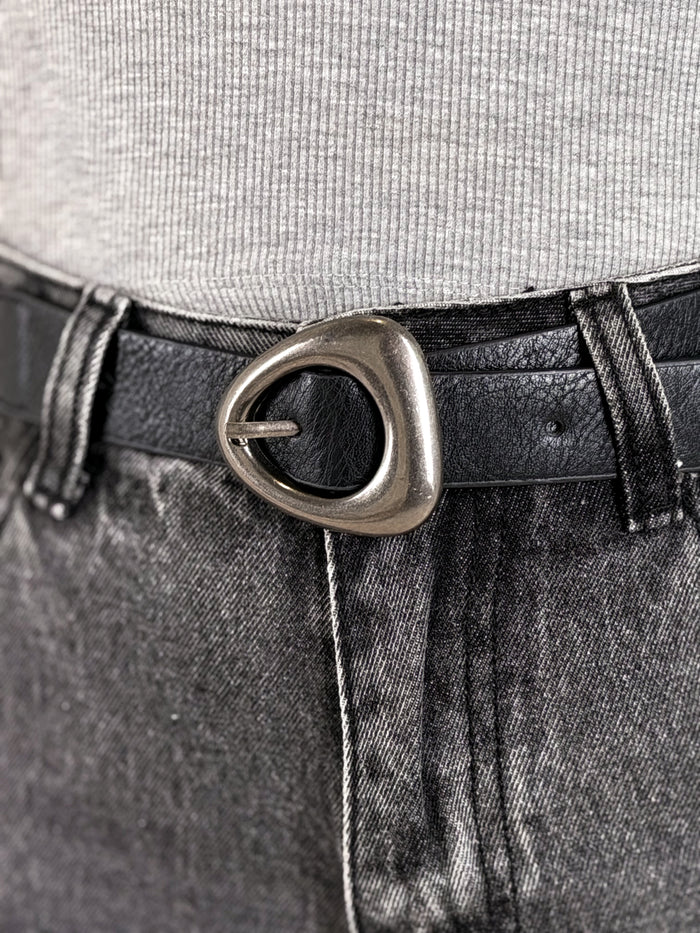 Moteriškas eko odos diržas ZAKO Juoda/Sidabrinė