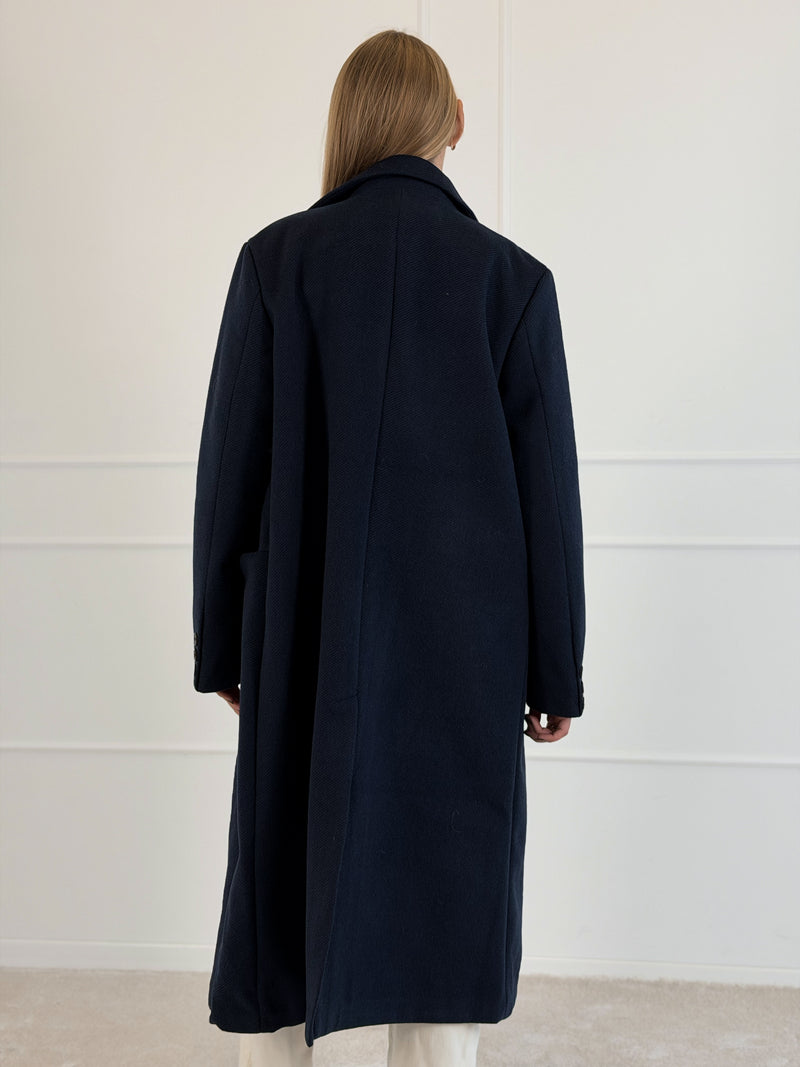 Moteriškas ilgas paltas MIGUEL Tamsiai mėlyna