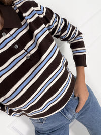 Moteriškas dryžuotas megztinis su vilna LORELLA Ruda