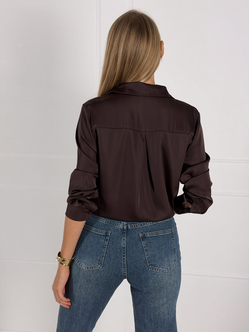 Moteriški marškiniai RENE Tamsiai ruda