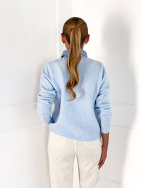 Moteriškas susagstomas megztinis su vilna DALLAS Žydra