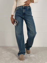 BARREL modelio moteriški džinsai AYLEN Mėlyna