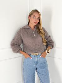 Moteriškas itališkas moheros vilnos megztinis RAYANA Kapučino