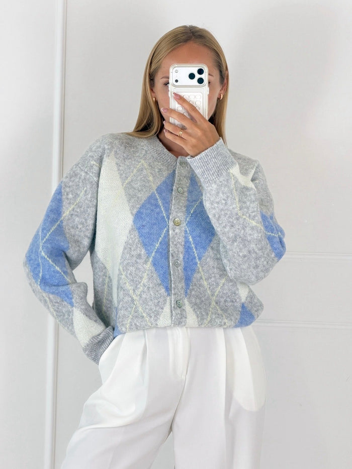 Moteriškas susagstomas megztinis su vilna DEMI Pilka