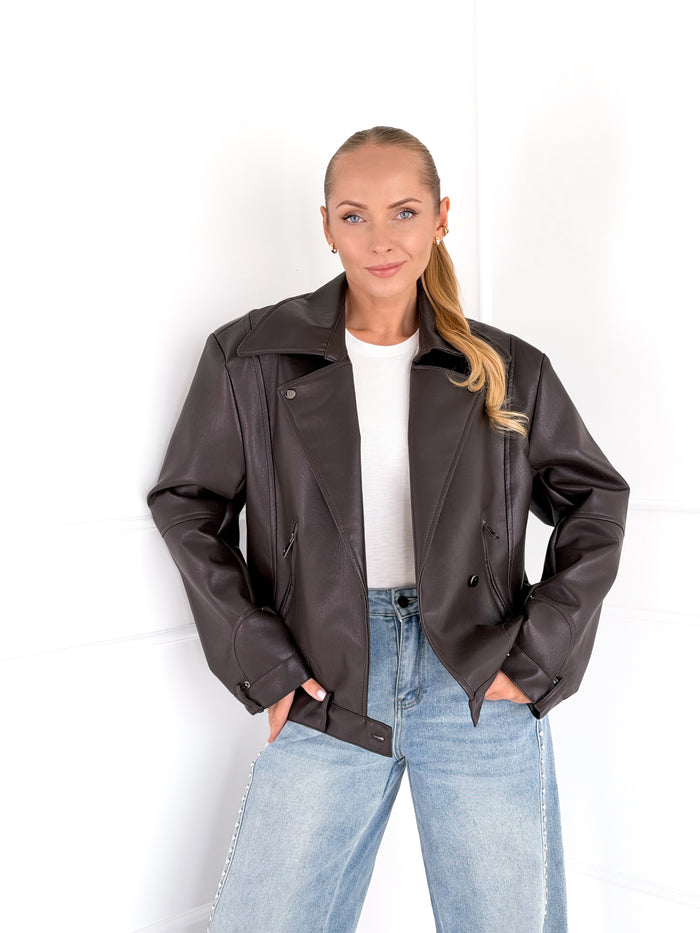 Moteriškas eko odos švarkas JORDAN Ruda