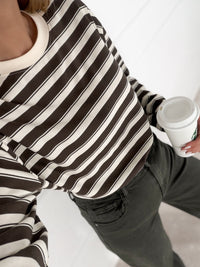 Moteriška medvilninė dryžuota palaidinė OWEN Chaki