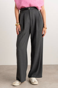 Moteriškos klasikinės kelnės su diržu BASILIO Pilka