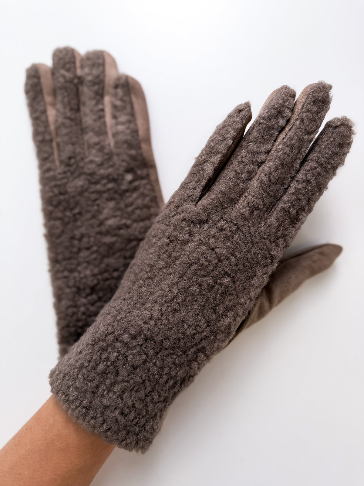 Moteriškos teddy pirštinės ANNIE Kapučino