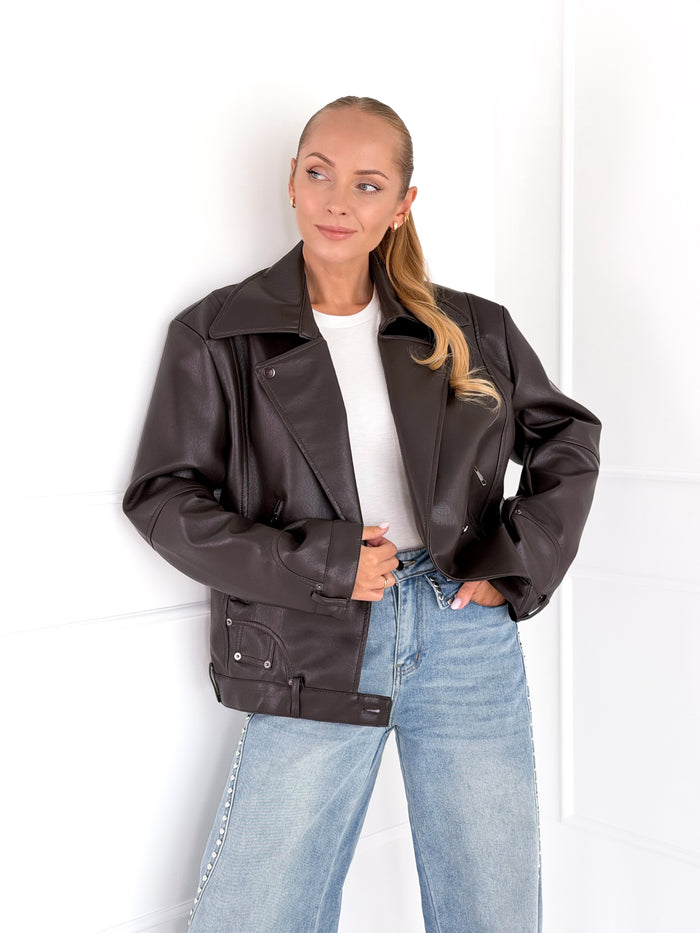 Moteriškas eko odos švarkas JORDAN Ruda