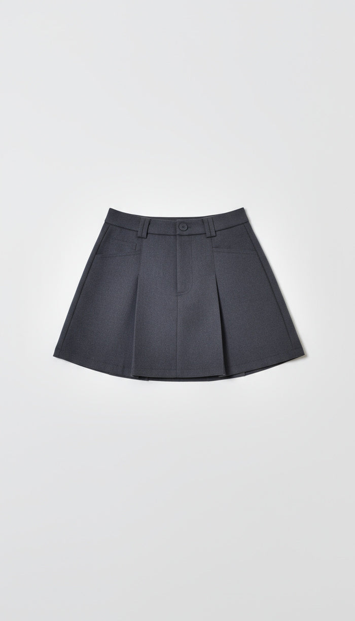 Moteriškas klostuotas sijonas su šortais CAROLA Pilka