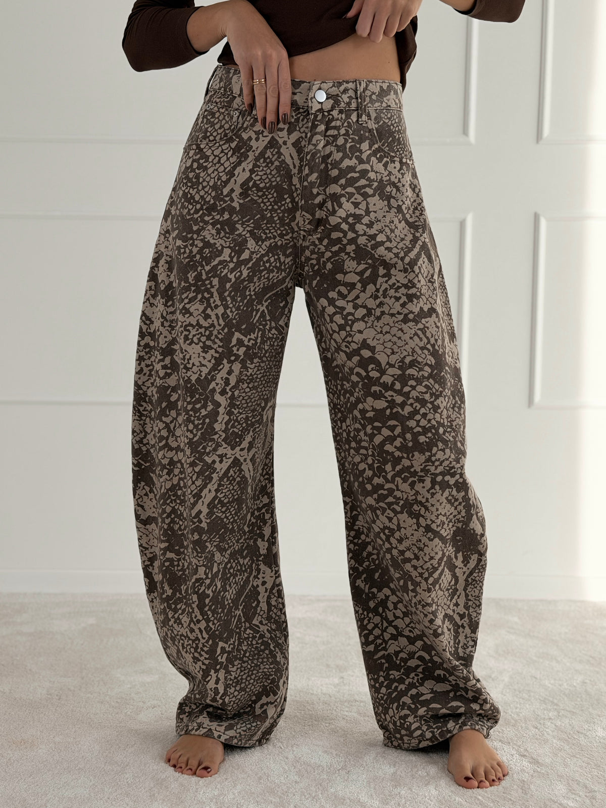 BALLOON modelio gyvatės rašto džinsai PYTHON Ruda