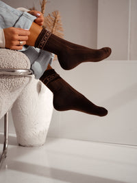 Moteriškos šiltos kojinės MOON Tamsiai ruda