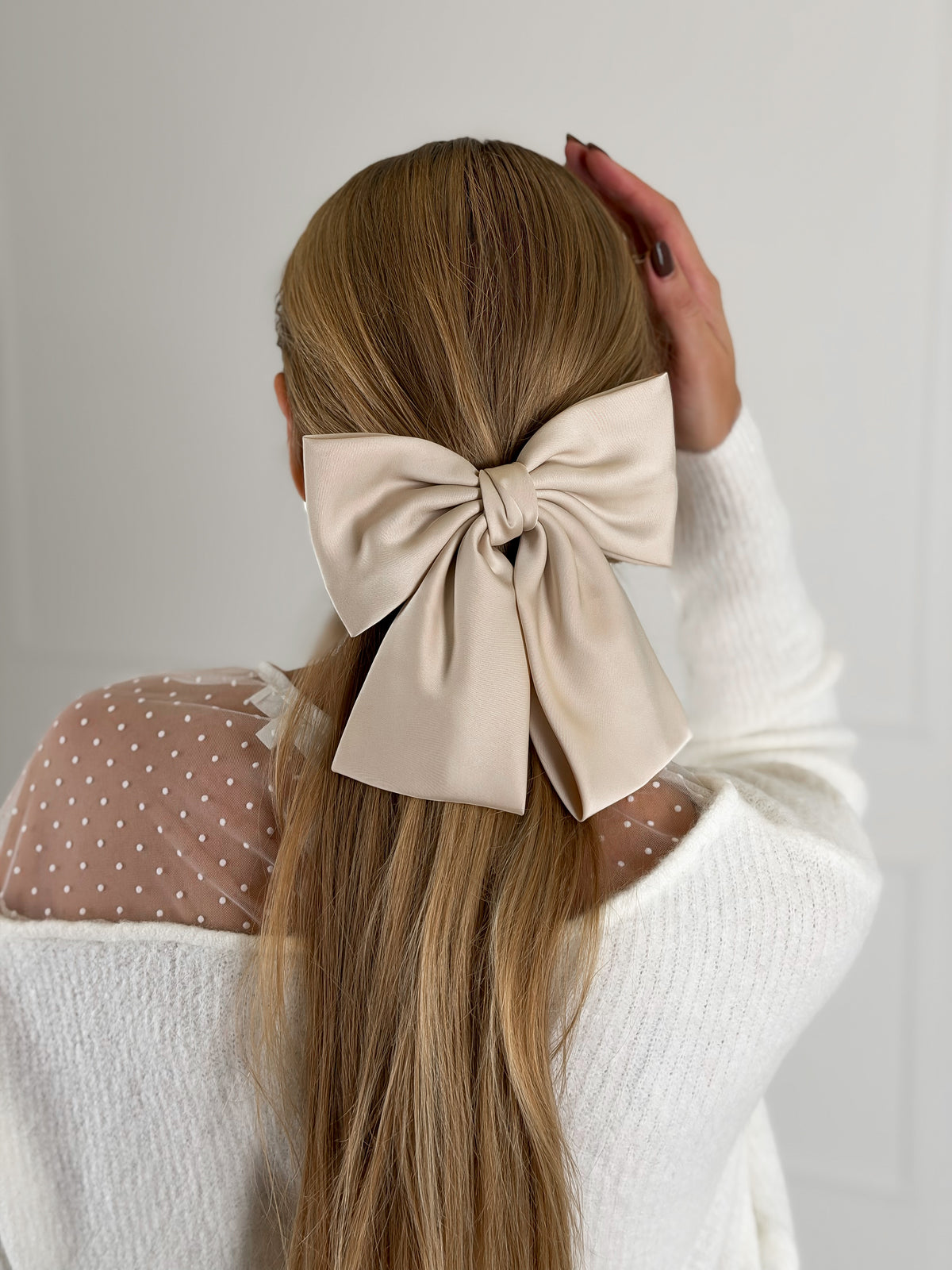 Plaukų segtukas kaspinas SATIN Kreminė