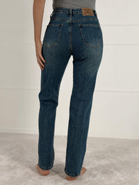 STRAIGHT FIT moteriški džinsai aukštu juosmeniu JUNIPER Mėlyna