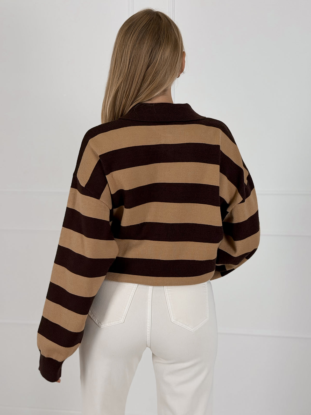 Moteriškas dryžuotas megztinis su vilna ENDER Ruda