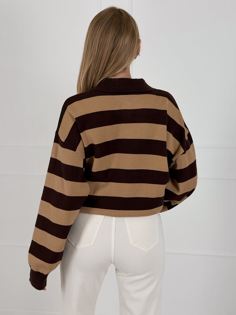 Moteriškas dryžuotas megztinis su vilna ENDER Ruda